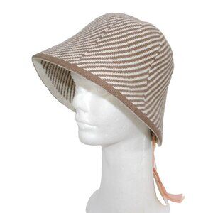 ALESSIA MASSIMO brown & off-white women's knit cap, hat Free Size NEW, WITH TAGS